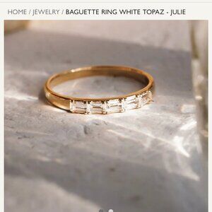Gold Baguette Ring with White Topaz